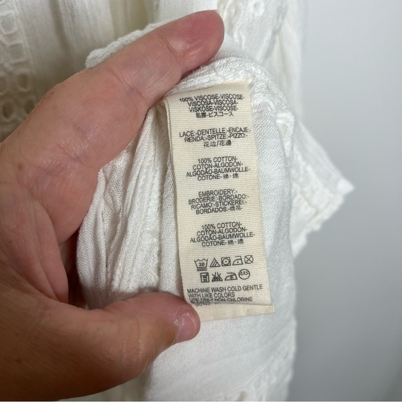 Free People Size Medium Ivory Kiss Kiss Tunic Boho Crochet Oversized Festival - Picture 8 of 16